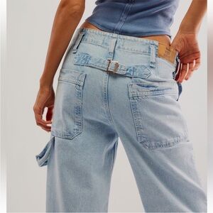 Free People NWT Major Leagues High Rise Straight Wide Leg Utility Jeans size 27